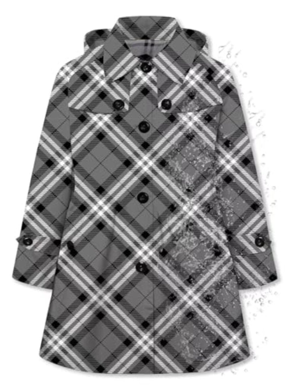 Girls Waterproof Rain Jacket Hooded Windbreaker Lightweight Trench Coat